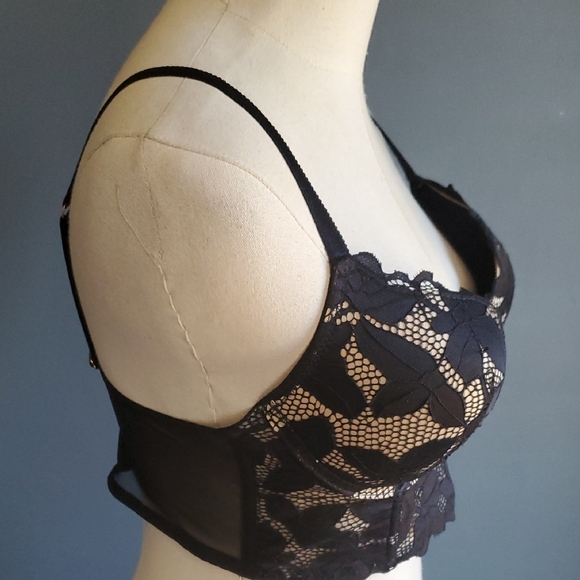 Rachel Black Lace Romantic Balconette Bra 36B - Picture 5 of 14
